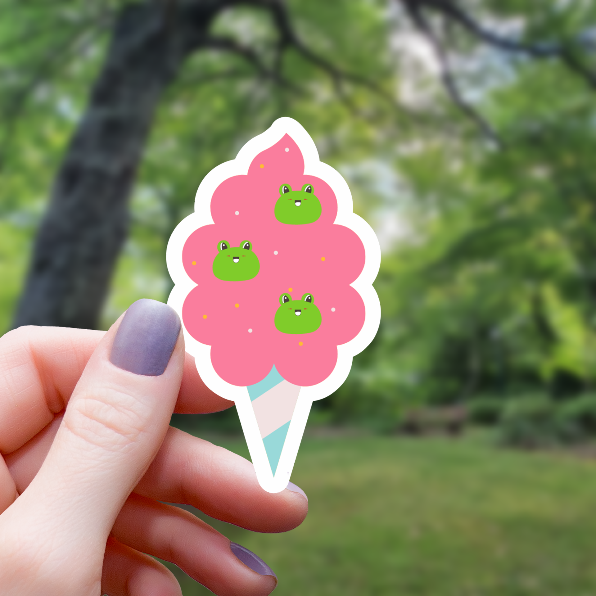Kawaii Zuckerwatte-Frosch Sticker