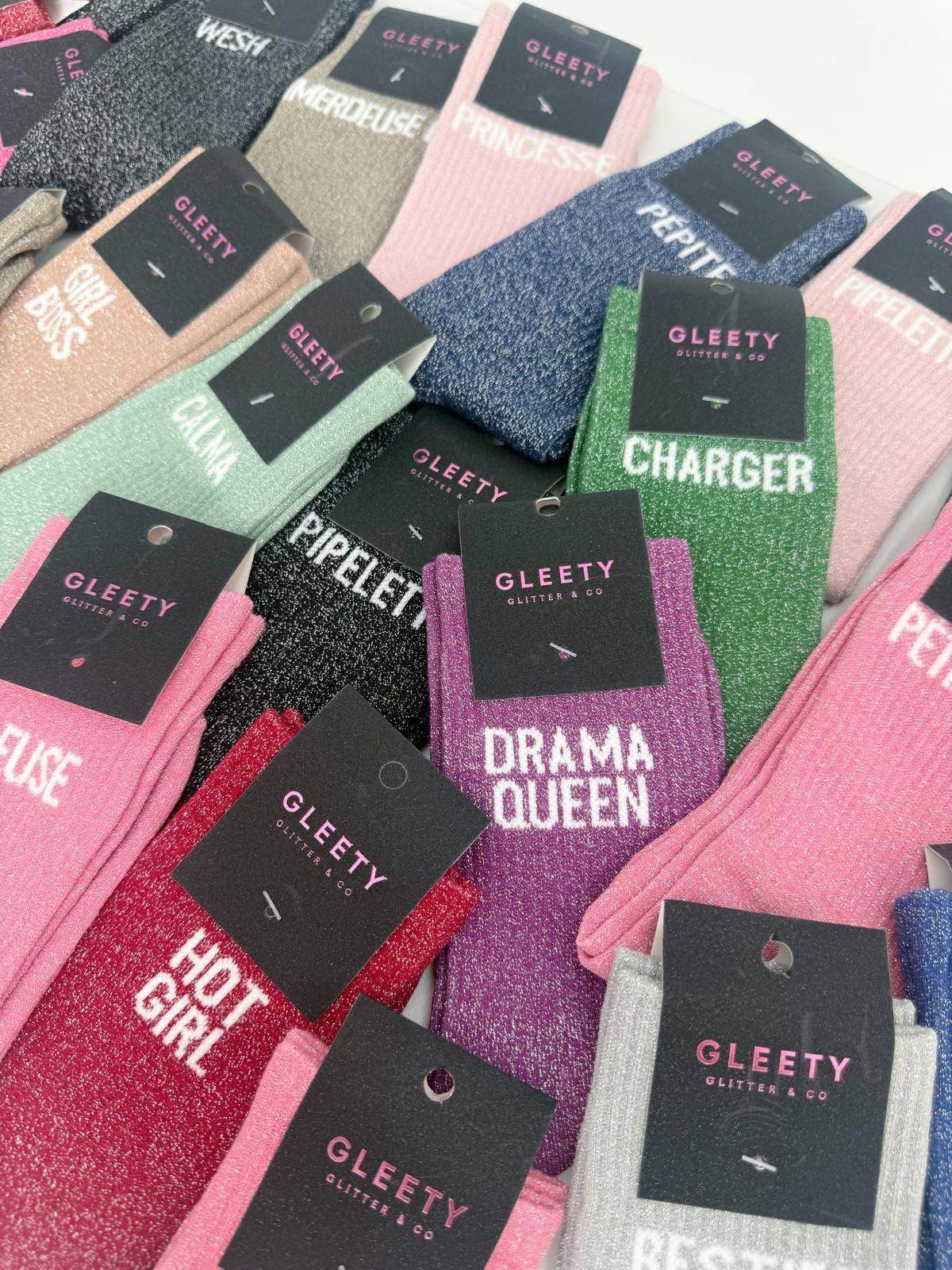Chaussettes à Paillettes Connasse Fuschia