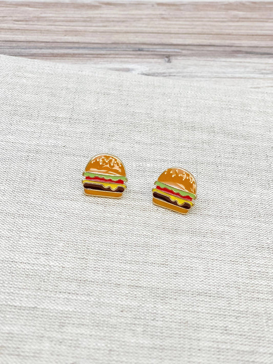 Cheeseburger Enamel Stud Earrings