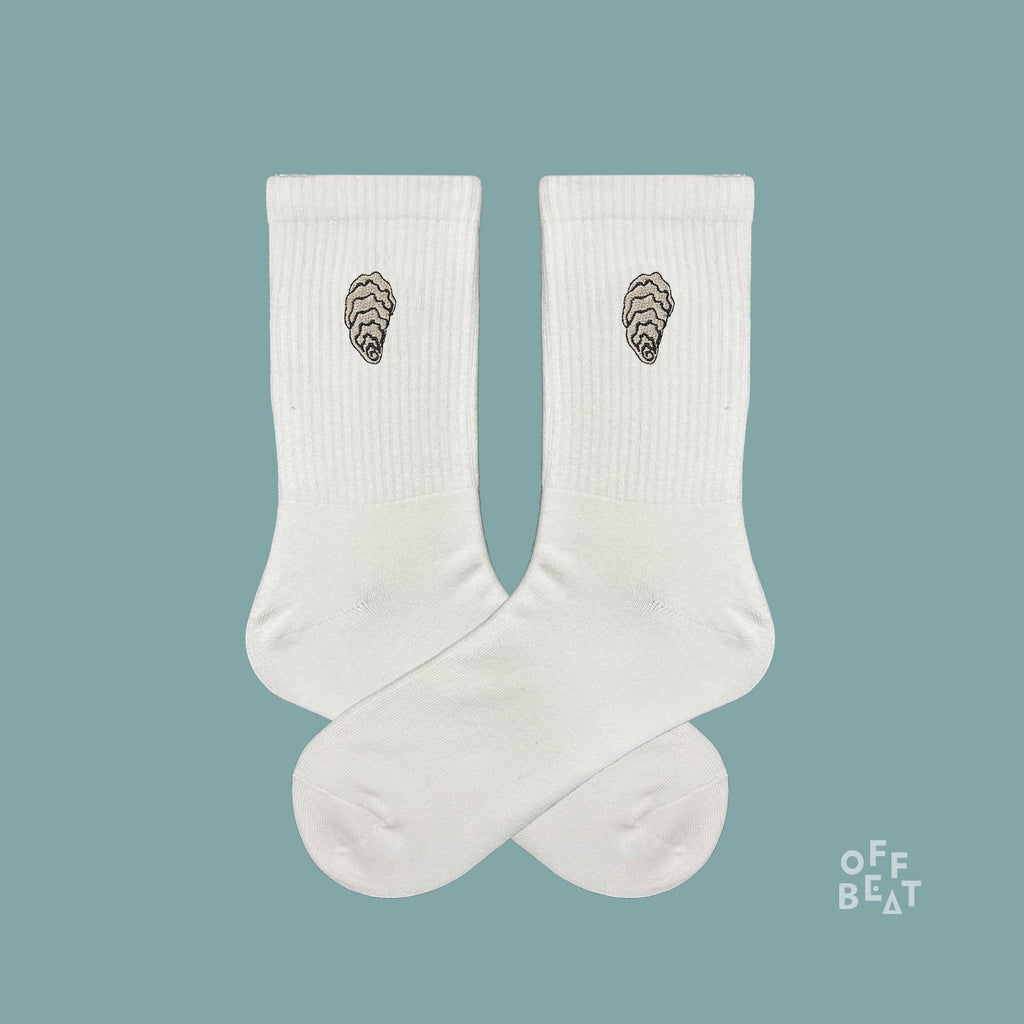 Chaussettes brodées huître – vue 3