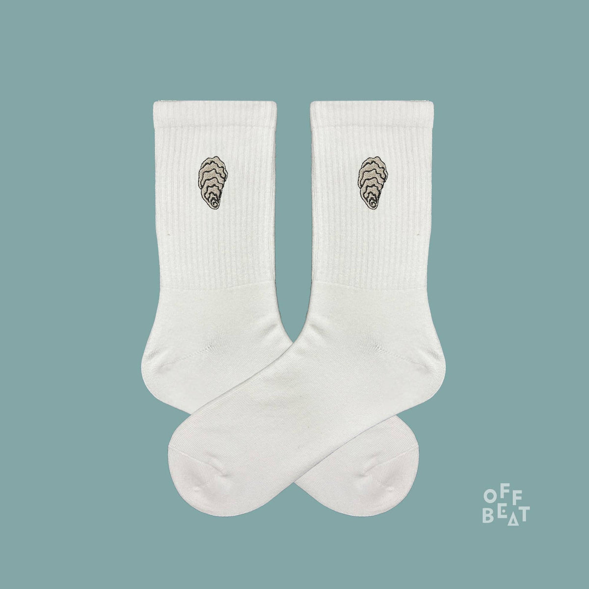 Chaussettes brodées huître – vue 3
