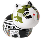 Tirelire Chat Comando en porcelaine