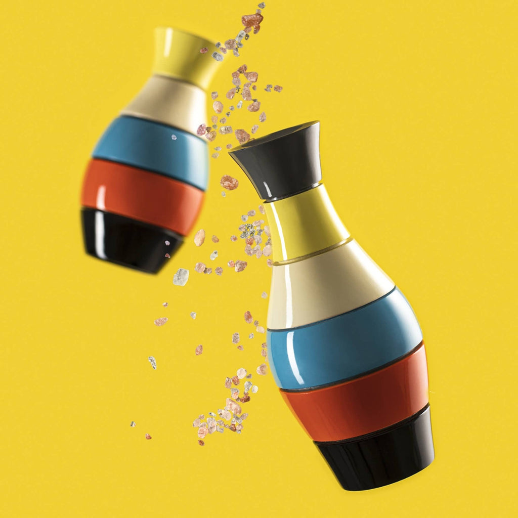 Grand moulin à épices « Vase » en hêtre laqué multicolore