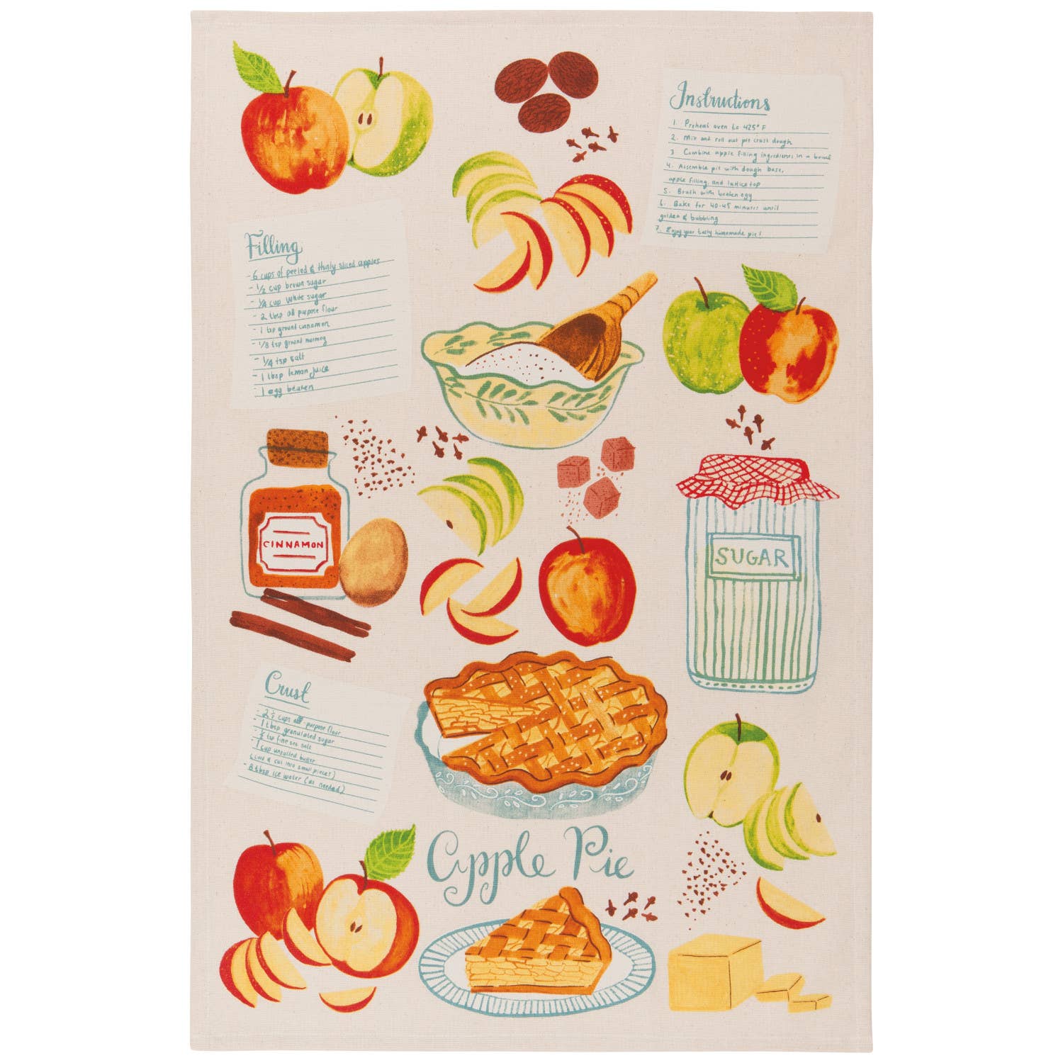 Lot de 2 torchons Tarte aux pommes | Oggetti di design e regali originali