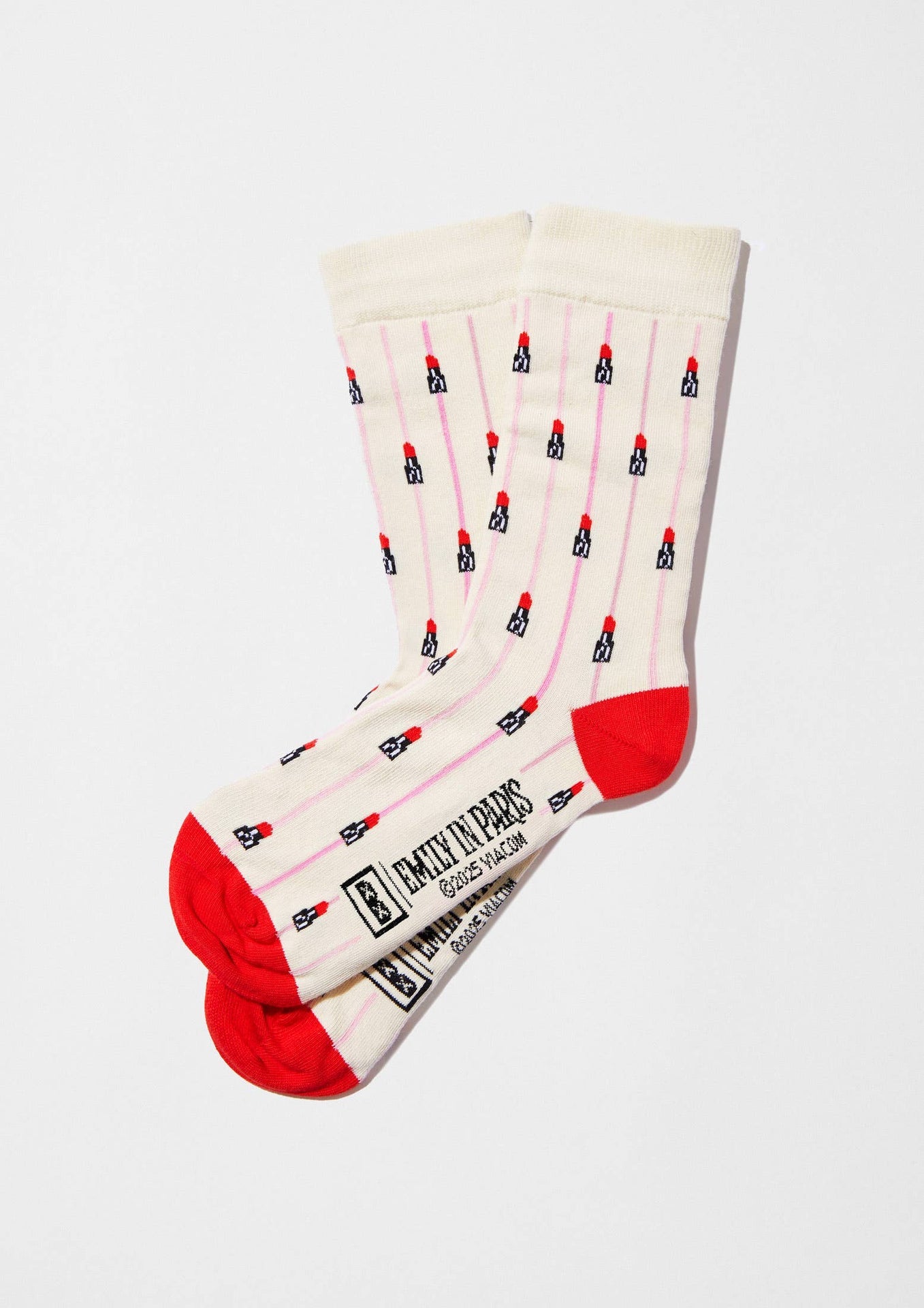 Chaussettes BeEmilyInParis Rouge à lèvres Beige | Design e regali originali