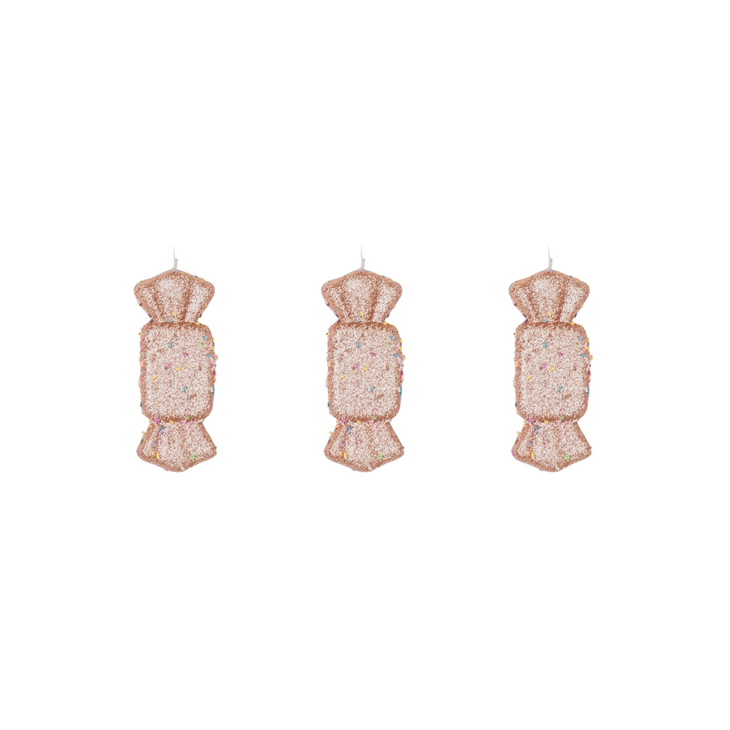 Weihnachtsanhänger – 3 Karamellschaumbonbons, braun/discofarben überzogen – S3-5,5x