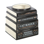 Vase en forme de pile de livres Magick avec chat noir