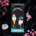 Pins émaillés « glace gothique en train de fondre »