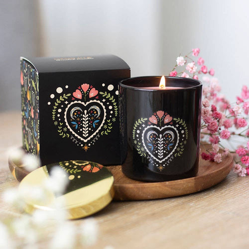 Mitternachtsblüte Schwarze Tulpenkerze mit floralem Muster