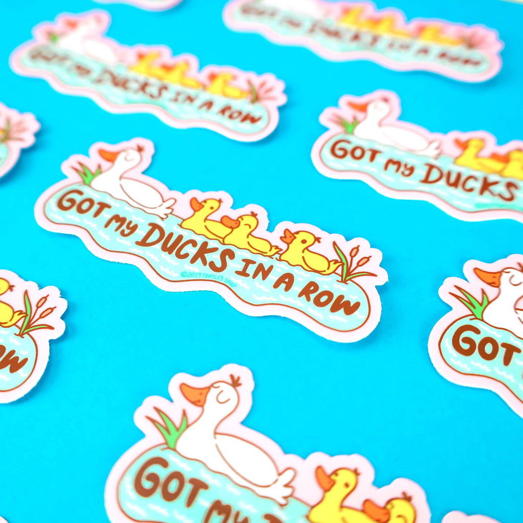 Autocollant Canards "Got my Ducks in a Row" | Objetos de diseño y regalos originales