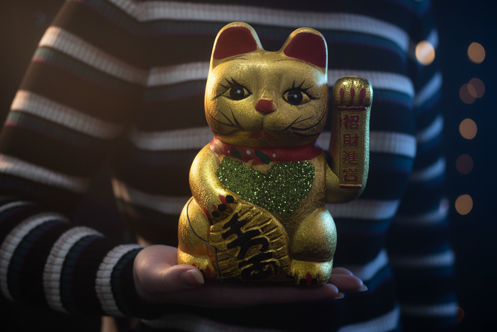 Chat Chanceux Doré Classique | Objetos de diseño y regalos originales
