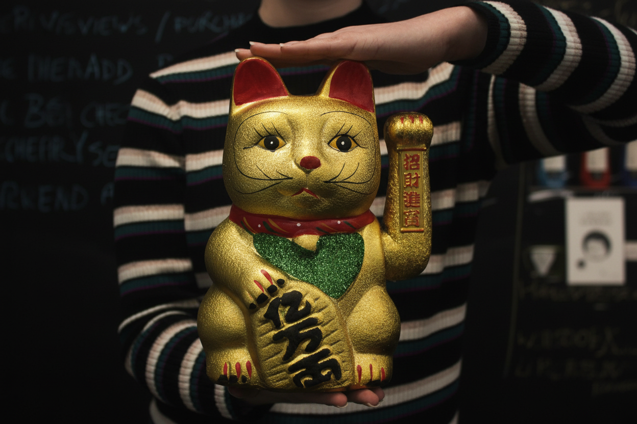 Chat Chanceux Doré Classique | Objetos de diseño y regalos originales