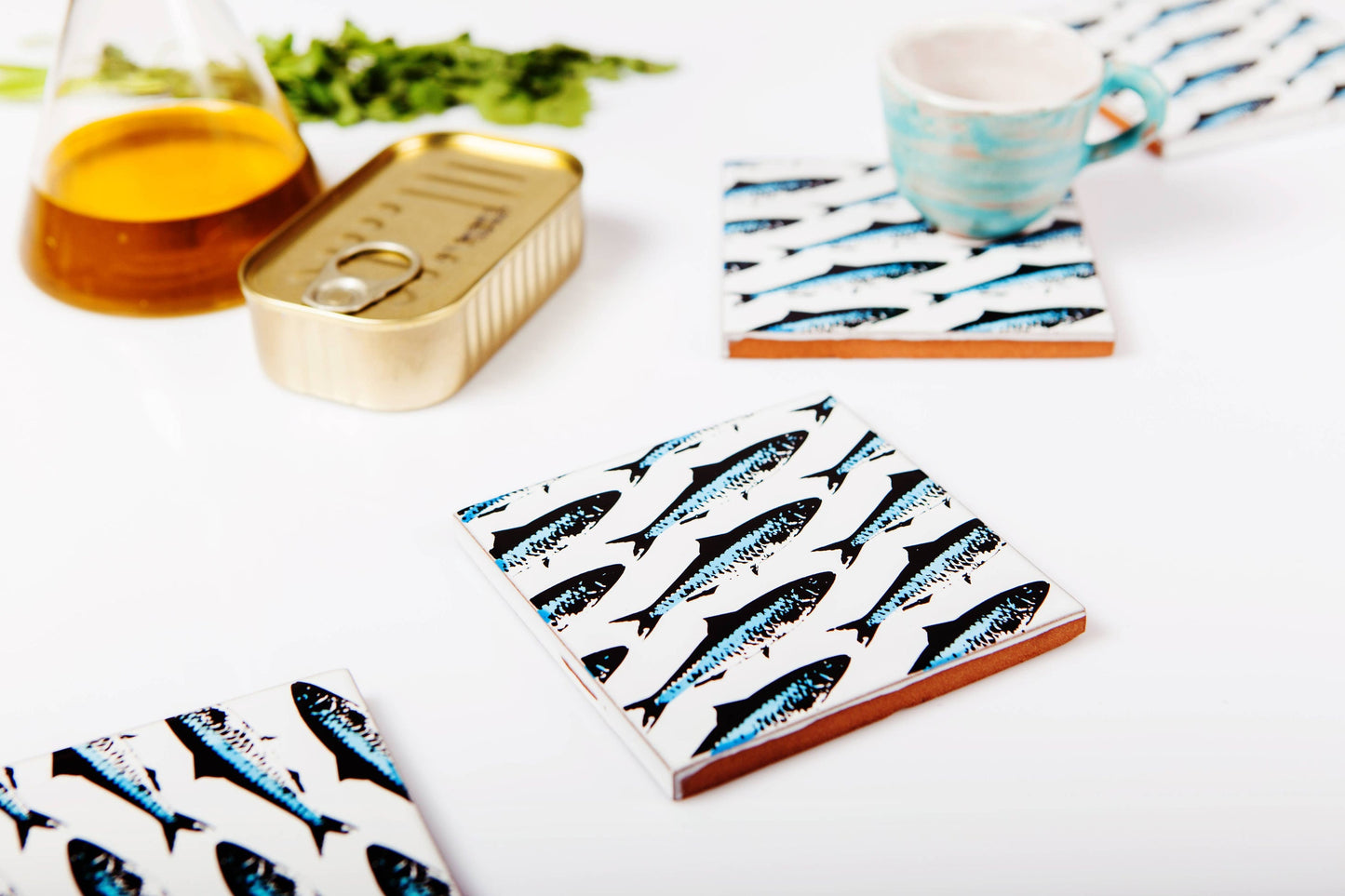 Sardine ceramic coasters