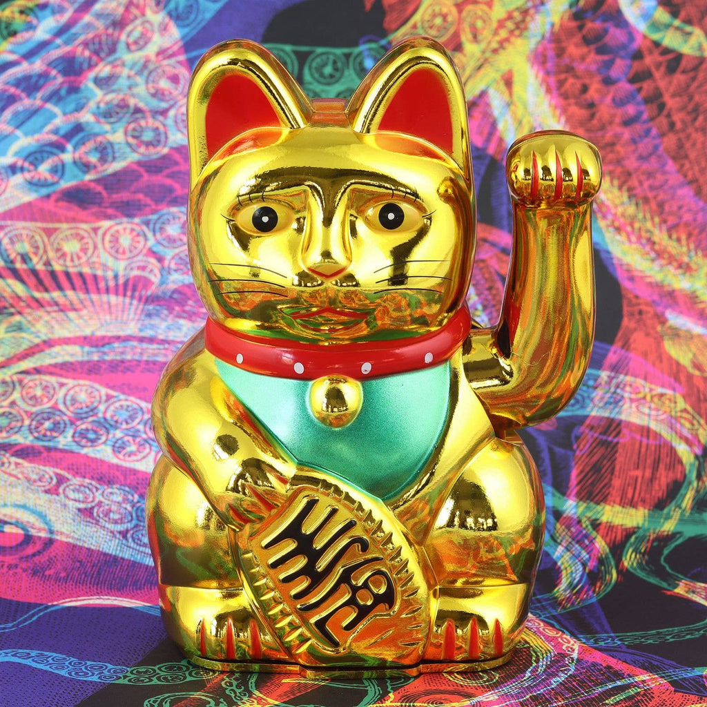 Chat chanceux blanc 13cm
