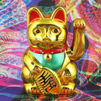 Chat chanceux blanc 13cm