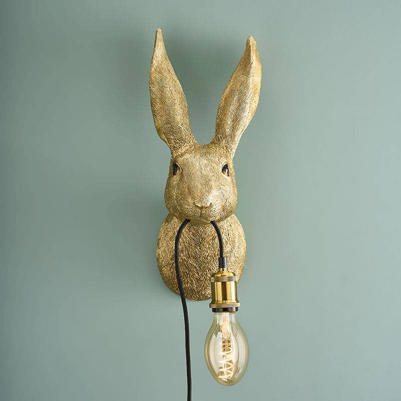 Hasi Wandleuchte, goldfarbenes Polyurethanharz, 22 x 19 x 46 cm