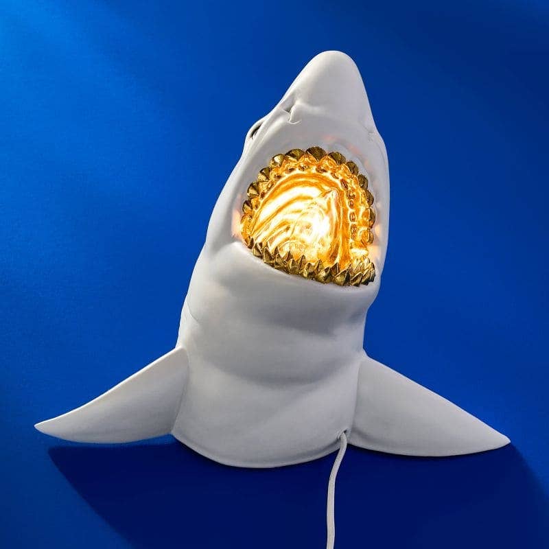 Hai Sharky Hai-Wandleuchte, Weiß/Gold