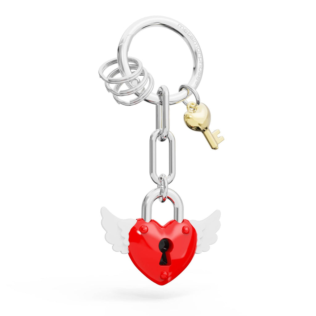 Porte-clés charms Cadenas cœur rouge