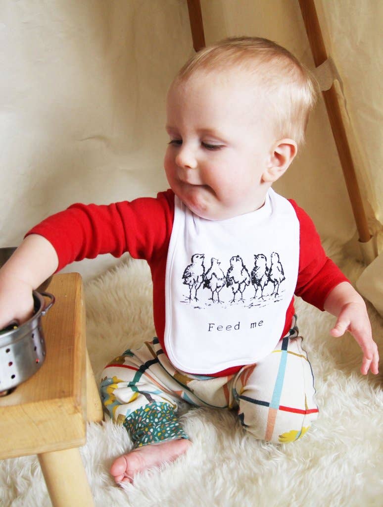 Design-lahja – bavoir feed me poussins the coin laundry 