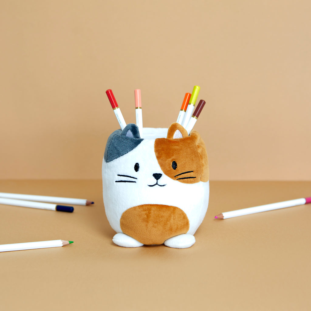 Fluffy Kitty Calico Pencil Holder