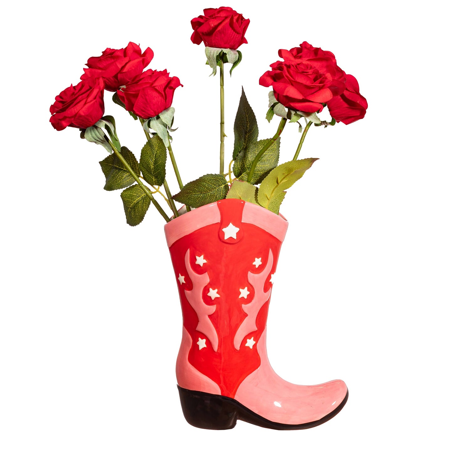 Cowboy Boot Vase - Red