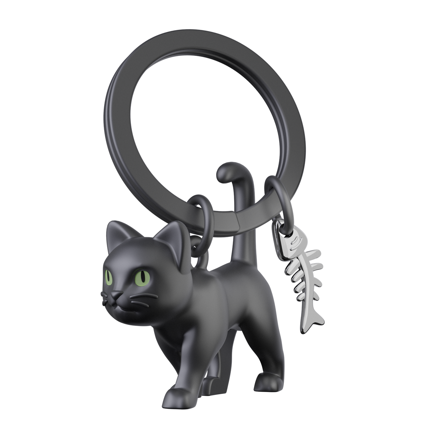 Black Cat Keychain Glow in the Dark Eyes