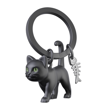 Black Cat Keychain Glow in the Dark Eyes