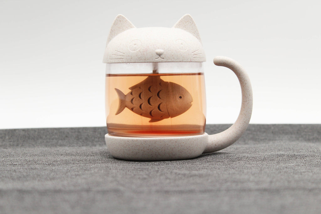 Tasse à thé Chat avec infuseur Poisson | Design e regali originali