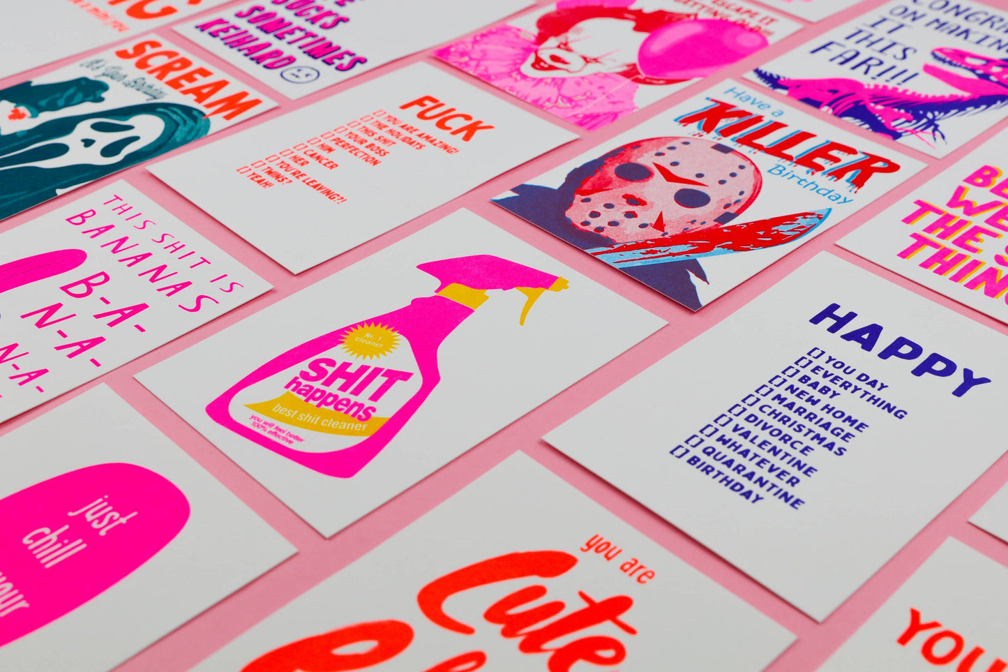 Carte Postale Rhizographie Spray Nettoyant “Shit Happens”