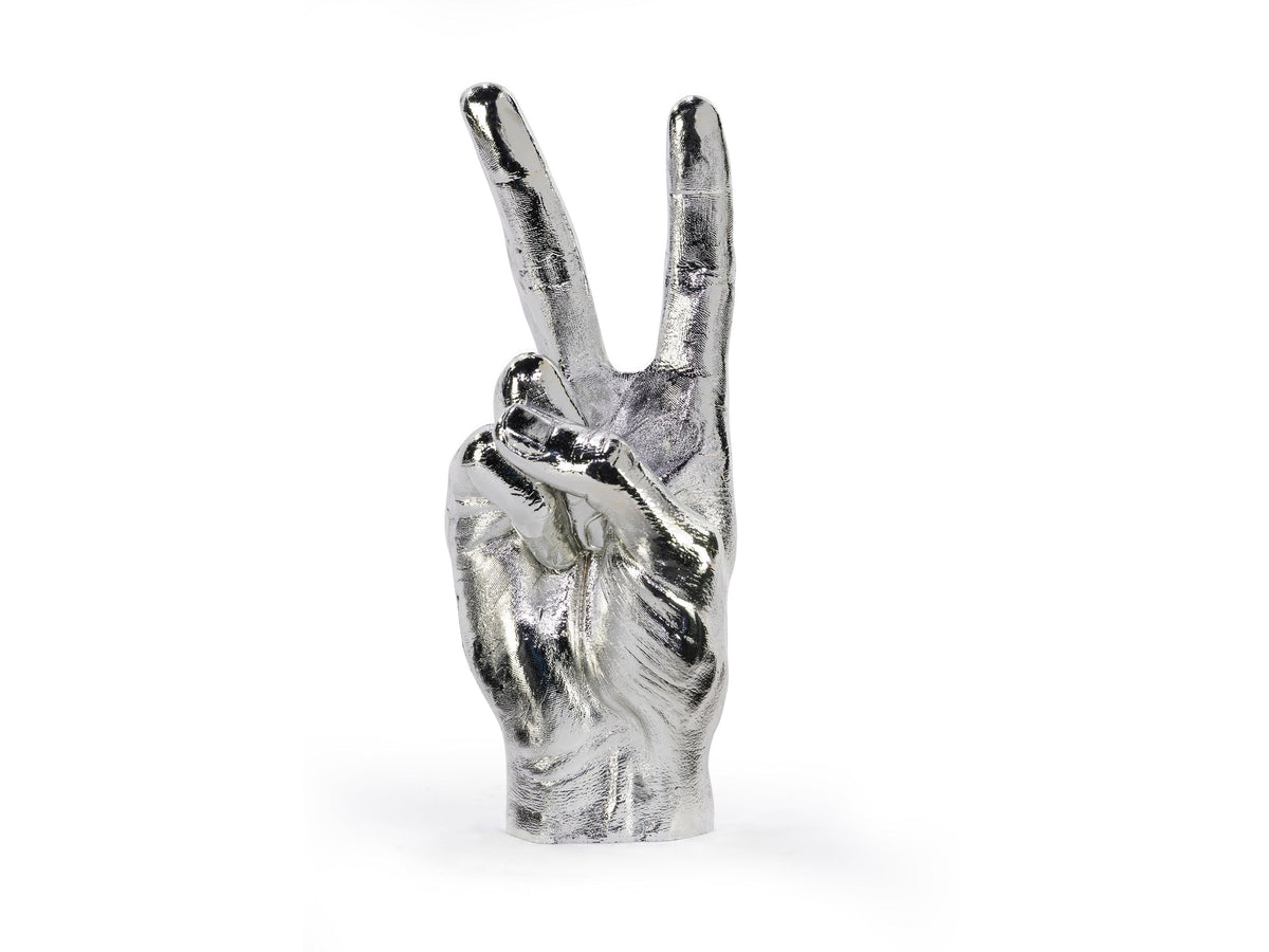 Sculpture Main Peace Argentée – Bitten