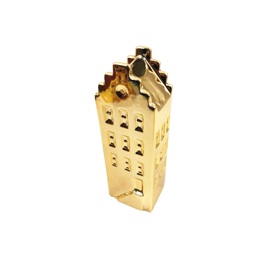 Vase à fleurs - Vase de maison - Céramique - Or - 6x5,5x18 cm