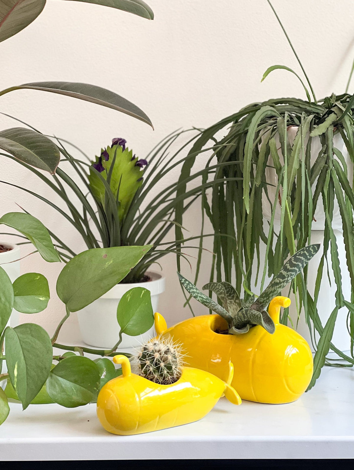 Pot de Fleur Sous-Marin Jaune – Moyen – Bitten