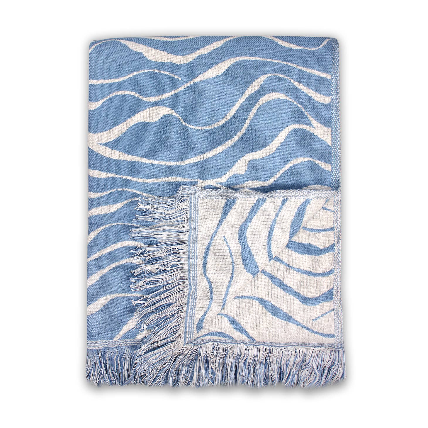 Coastal Blue Waves Throw Blanket - 125 x 150 cm