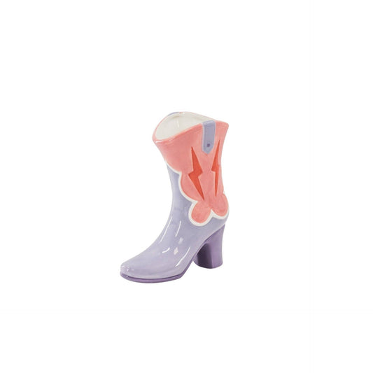 Flower vase - Boot-shaped vase - Ceramic - Pink/Lilac - 16.5x10.5x26.5cm