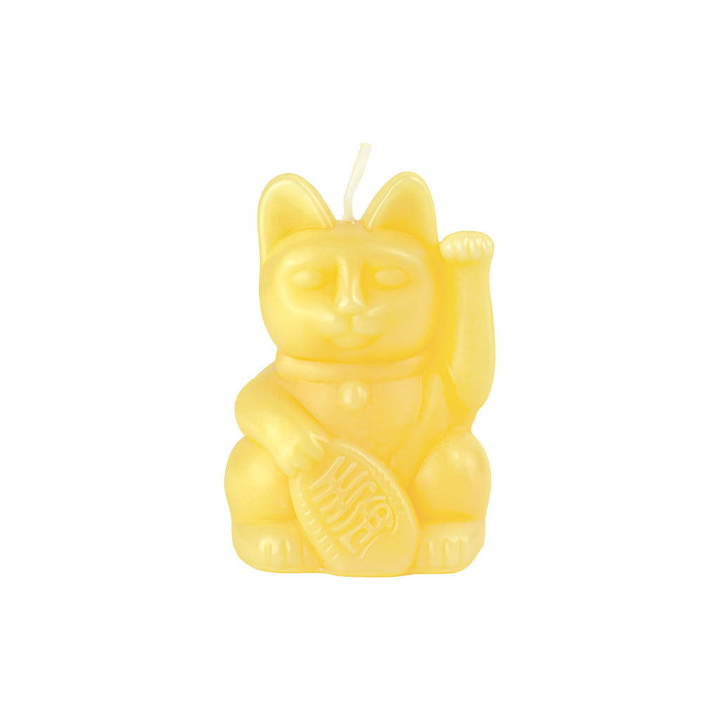 Design-lahja – bougie chat chanceux jaune donkey
