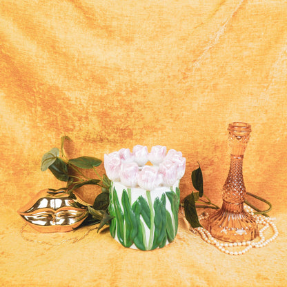 Vase Tulipes - Rose clair/Vert