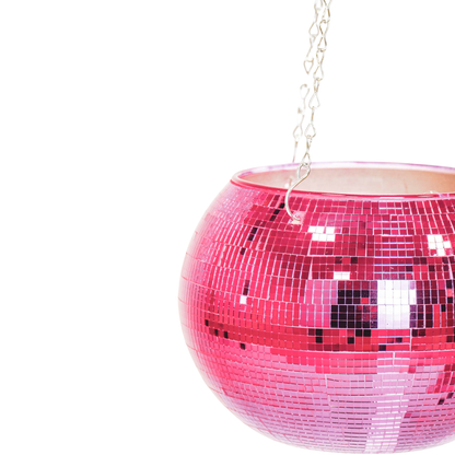 Hängender Blumentopf – Disco – Glas – Rosa – 25 x 25 x 25 cm