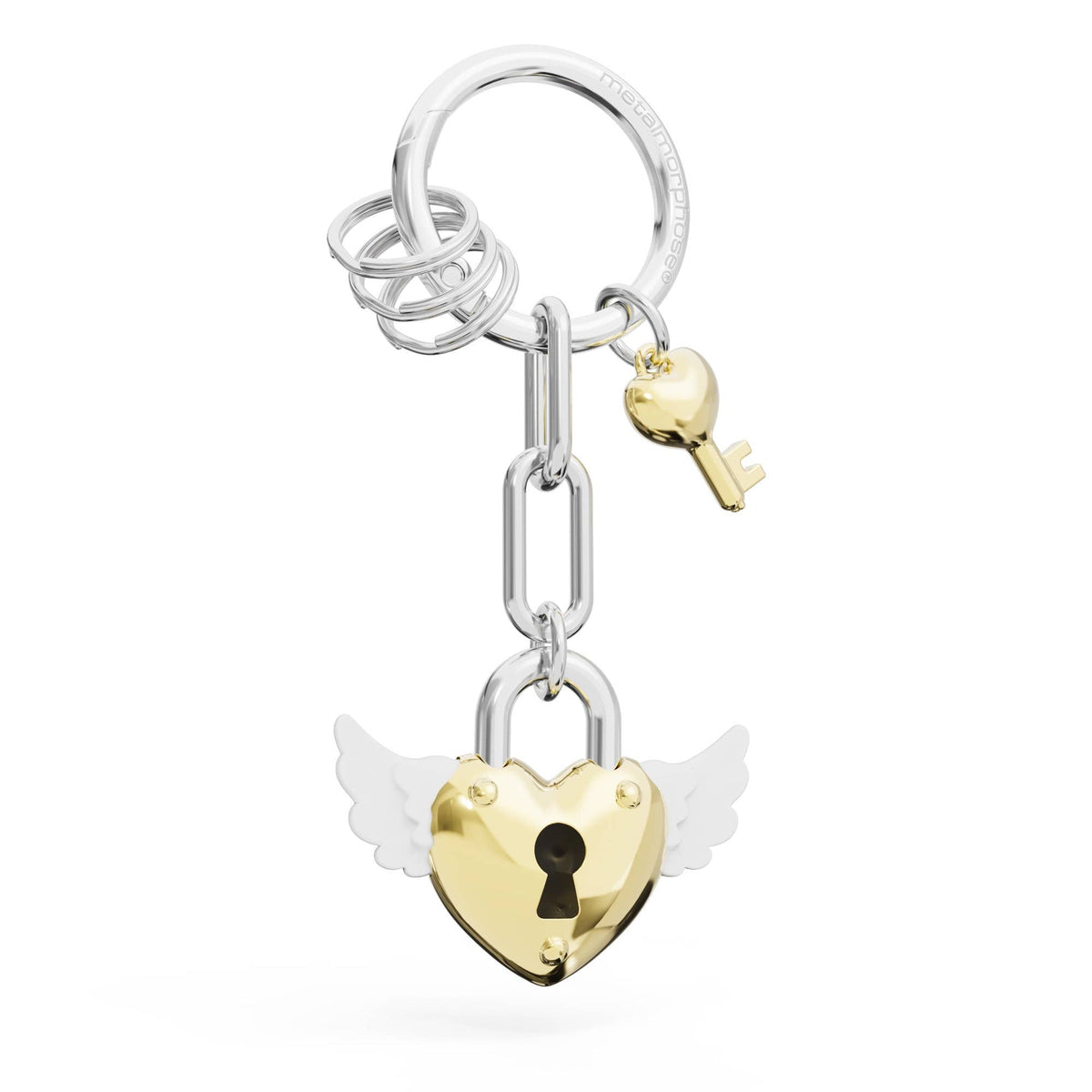 Porte-clés Charms Cadenas Cœur Doré