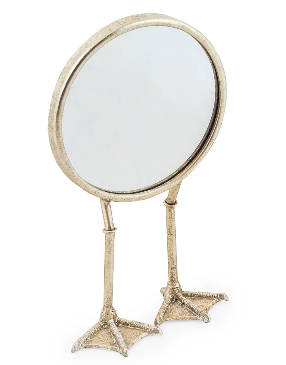 Silver table mirror with duck feet