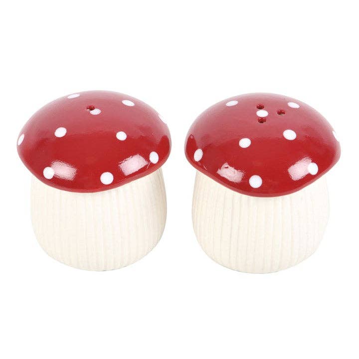 Salt and pepper shakers with mushrooms