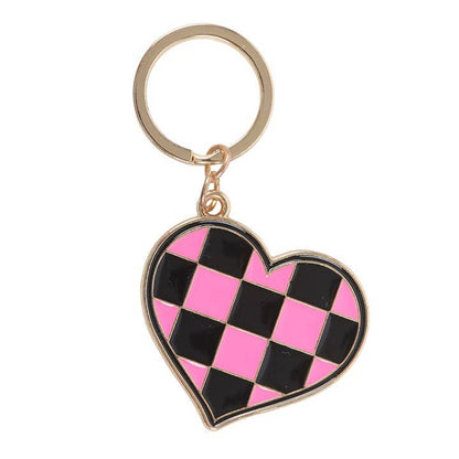 Checkered Heart Keychain