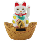 Chat chanceux solaire blanc 10cm