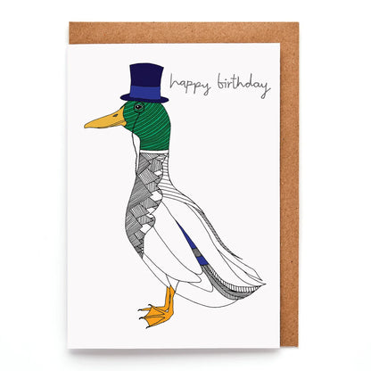 Carte d'anniversaire Mr Canard Colvert "Happy Birthday"