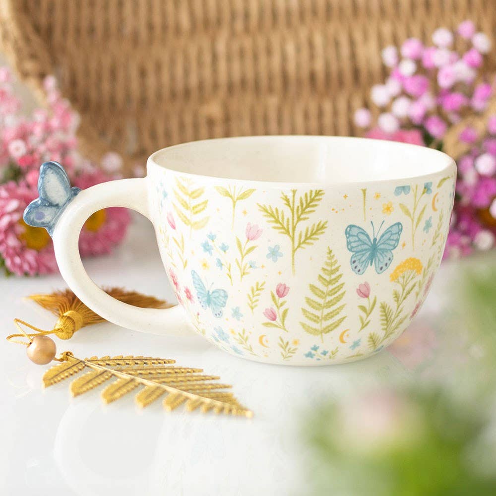 Luna Bloom floral mug with butterfly