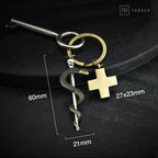 Porte-clés Bâton d'Esculape avec croix médicale | Design-lahjat ja sisustustuotteet