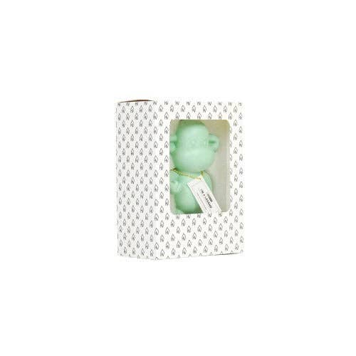 Ornament – ​​Hängende, lose Affenfigur „Die Legende“ – Polyresin – Mintgrün – 11 x 7 x 19 cm