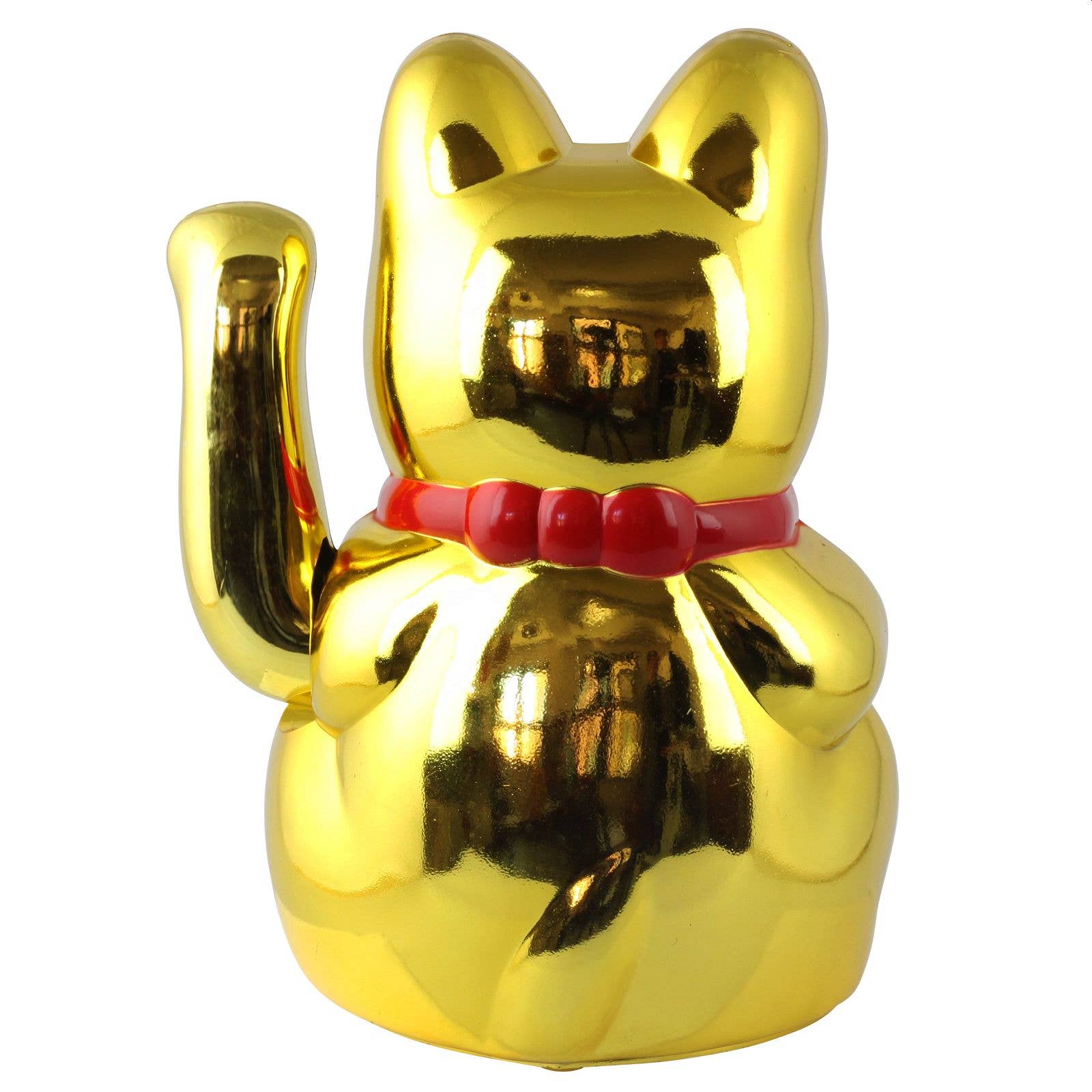 Chat chanceux doré 20cm