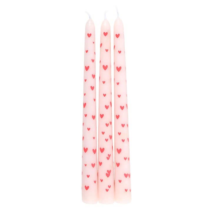 Set mit 3 herzförmigen Spitzkerzen zum Valentinstag