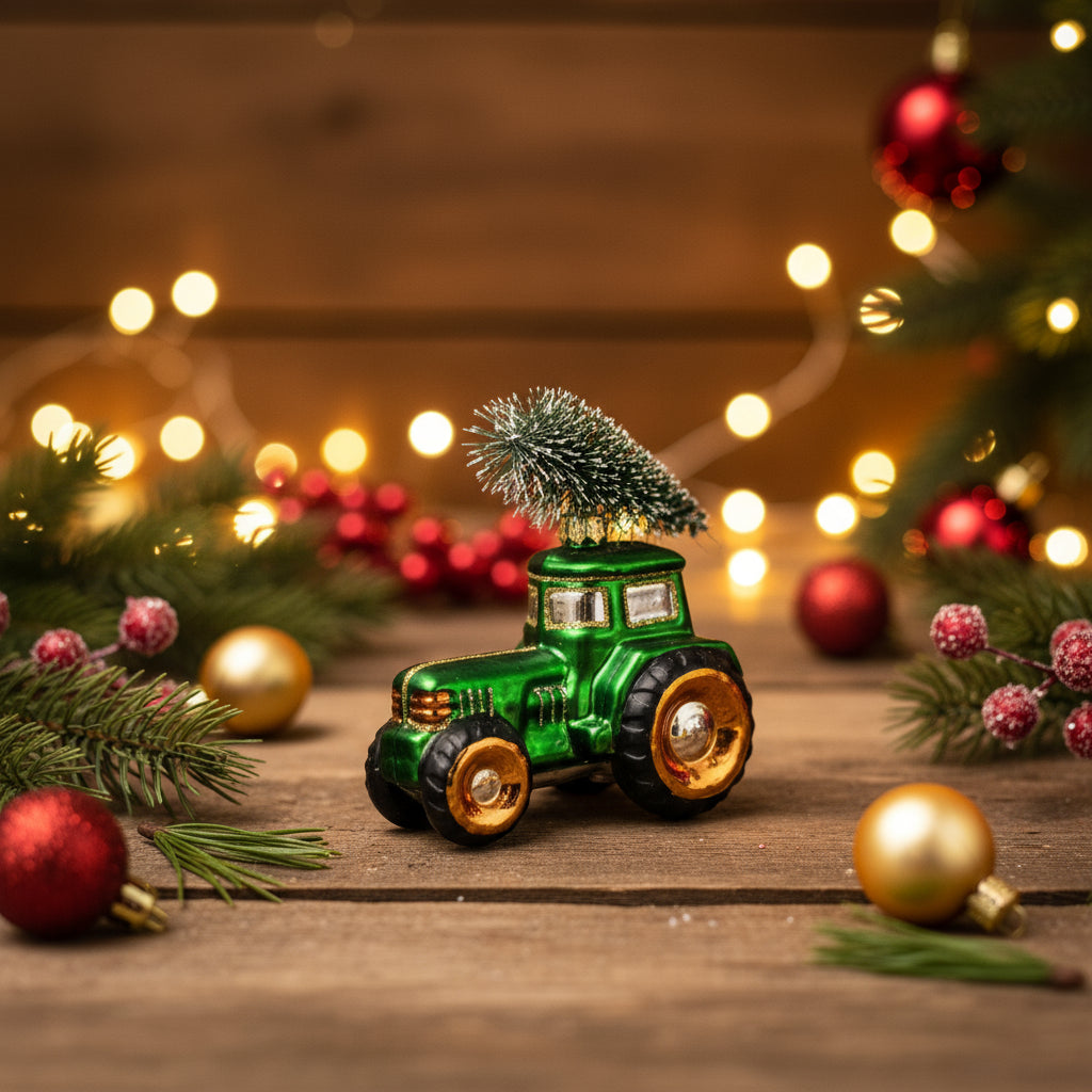 Grüne Traktor-Weihnachtskugel