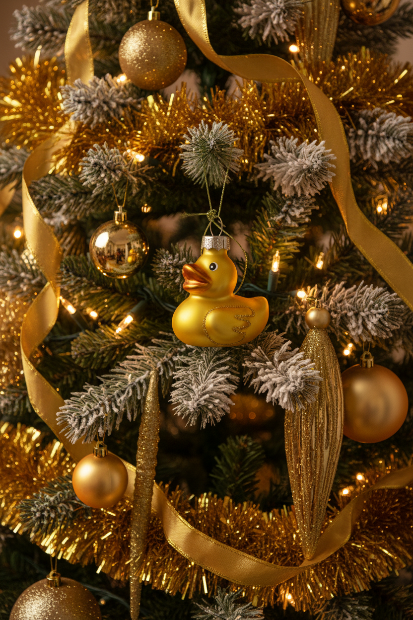 Yellow Bath Duck Christmas Ball